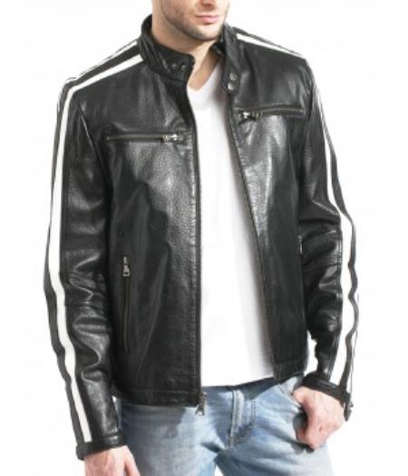 Mensusa Products Moto With Sleeve Trim Black/White