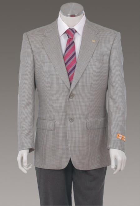Mensusa Products Mens Sport Coat Jacket Blazer 100% Wool Patterned Fabric  Two Button Single Breasted Grey