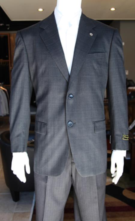 Mensusa Products Mens Blazer Sport Coat 100% Wool Patterned Fabric Two Button Black