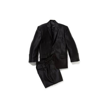 Mensusa Products Mens Shiny Silver Black Sharkskin Boys Kids Youth 3 Piece Premium suit