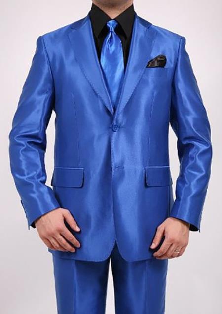 Mensusa Products Mens Oxford Shiny Royal Blue Suit