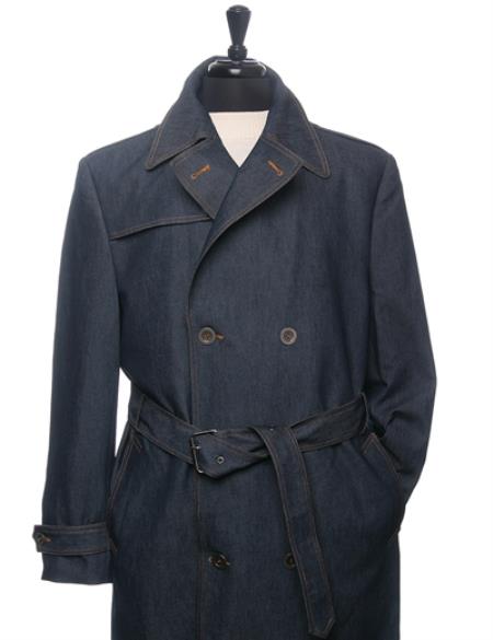 Mensusa Products Denim Trench Coat In Blue