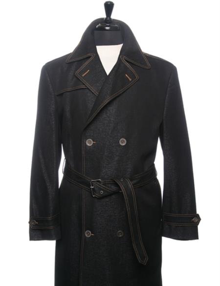 Mensusa Products Denim Trench Coat In Black
