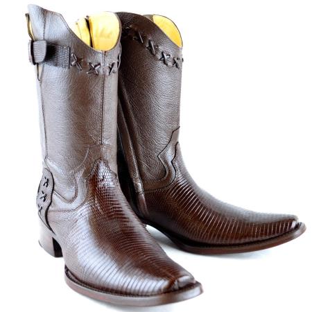 Mensusa Products Wh-Dimond Western Cowboy Boot Bota Europea Piel Lizard Cafe