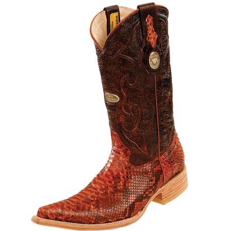 Mensusa Products Wh-Dimond Western Cowboy Boot Bota Piton Horma Chihuahua Cognac
