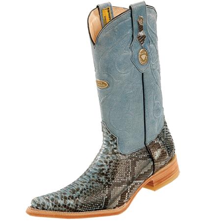 Mensusa Products Wh-Dimond Western Cowboy Boot Bota Piton Horma Chihuahua Azul Claro