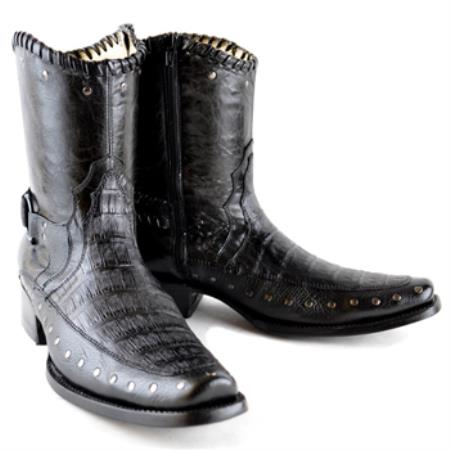 Mensusa Products Wh-Dimond Western Cowboy Boot Bota Europea Piel Caiman con Borde Negro