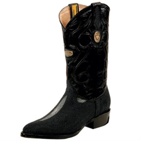 Mensusa Products Wh-Dimond Western Cowboy Boot Mantarraya Perla Sencilla Horma Puntal Negro