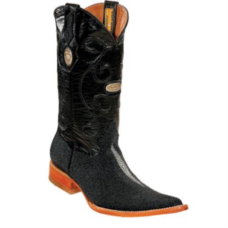 Mensusa Products Wh-Dimond Western Cowboy Boot Mantarraya Perla Sencilla Horma Negro