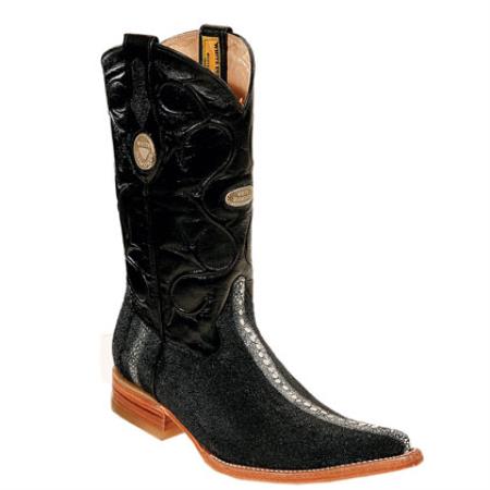 Mensusa Products Wh-Dimond Western Cowboy Boot Bota Mantarraya Perla Completa Negro