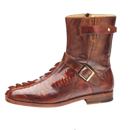 Mensusa Products Belvedere Vibo Hornback & Ostrich Boots Brandy / Antique Brown