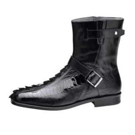 Mensusa Products Belvedere Vibo Hornback & Ostrich Boots Black