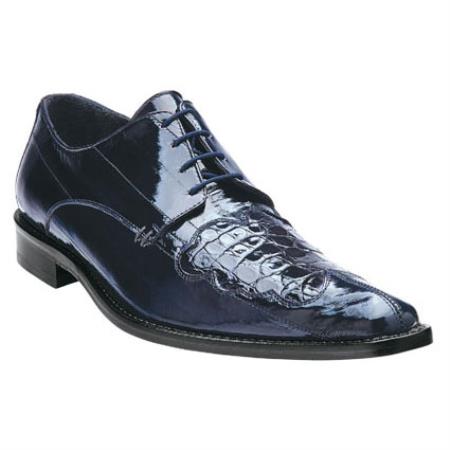 Mensusa Products Belvedere Dotto Crocodile ~ Alligator  & Eel Split Toe Shoes Navy