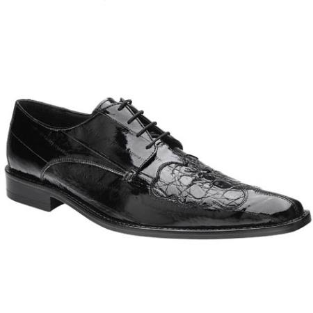 Mensusa Products Belvedere Dotto Crocodile ~ Alligator  & Eel Split Toe Shoes Black