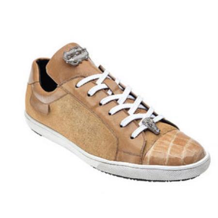 Mensusa Products Belvedere Toro Crocodile & Soft Calfskin Sneakers Taupe
