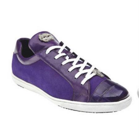 Mensusa Products Belvedere Toro Crocodile & Soft Calfskin Sneakers Purple