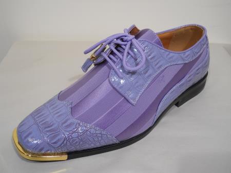 Mensusa Products Men's Lace Up Satin Dress Shoe - Gold Tips Lavender