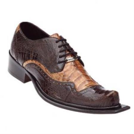Mensusa Products Belvedere Asino Ostrich & Crocodile ~ Alligator  Shoes Brown/Camel