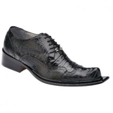 Mensusa Products Belvedere Asino Ostrich & Crocodile ~ Alligator  Shoes Black