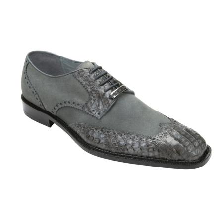 Mensusa Products Belvedere Pergola Crocodile ~ Alligator /Suede Shoes Gray