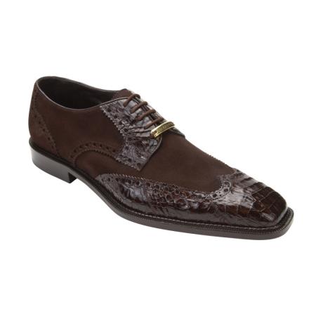 Mensusa Products Belvedere Pergola Crocodile ~ Alligator /Suede Shoes Dark Brown