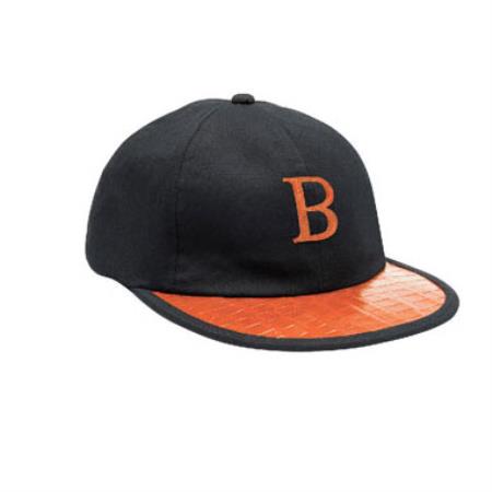 Mensusa Products Belvedere Crocodile & Calfskin Baseball Cap Black / Orange