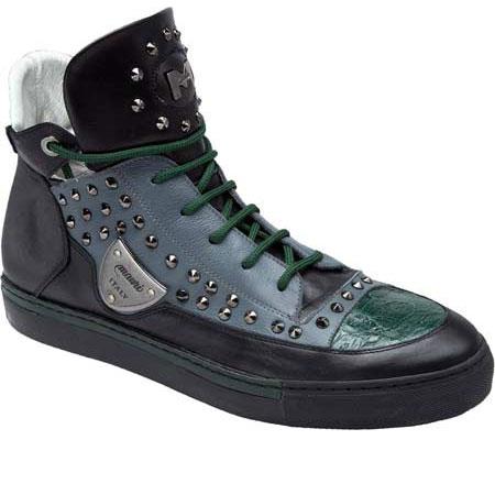 Mensusa Products 8663 Nappa & Crocodile Sneakers Black/Gray/Green