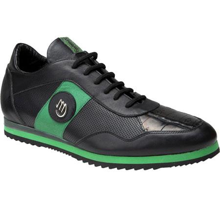 Mensusa Products 8652 Nappa & Baby Crocodile Sneakers Black/Green