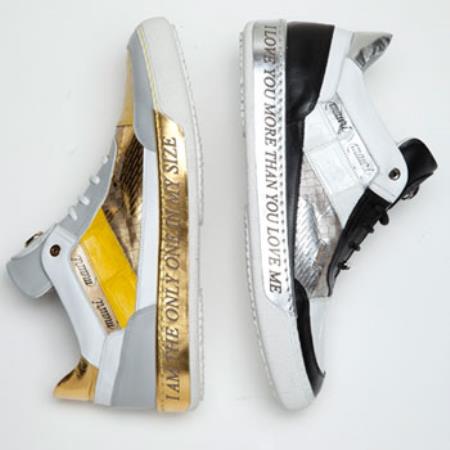 Mensusa Products 8656 Express Nappa & Crocodile Sneakers Black/White Yellow/White