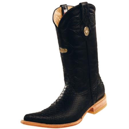 Mensusa Products Wh-Dimond Western Cowboy Boot Bota Piton Horma Chihuahuae Negro