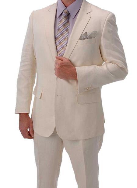 Mensusa Products Light Weight Summer Fabric Ivory Linen Suit