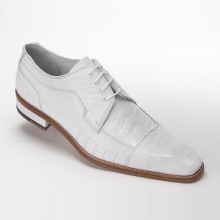 Mensusa Products Mauri 4598 Carrara Ostrich Leg Cap Toe Shoes White