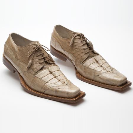 Mensusa Products Mauri 44272 Ostrich / Crocodile ~ Alligator  / Hornback Shoes Champange
