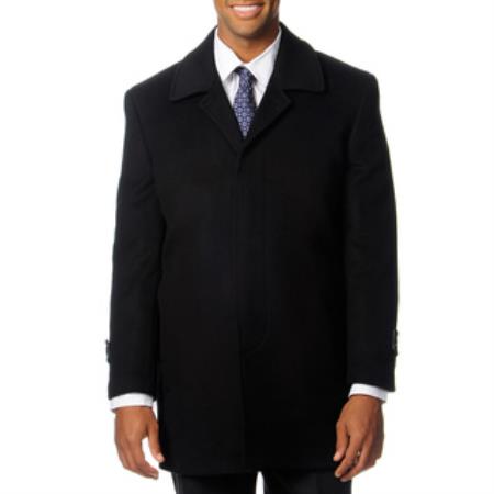 Mensusa Products Men's 'Rodeo' Black Cashmere Blend Top Coat