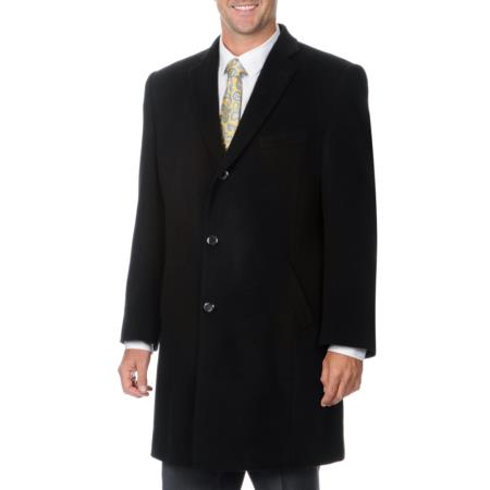 Mensusa Products Men's 'Ram' Black Cashmere Blend Top Coat