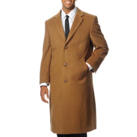 Mensusa Products Men's 'Harvard' Camel Cashmere Blend Long Top Coat