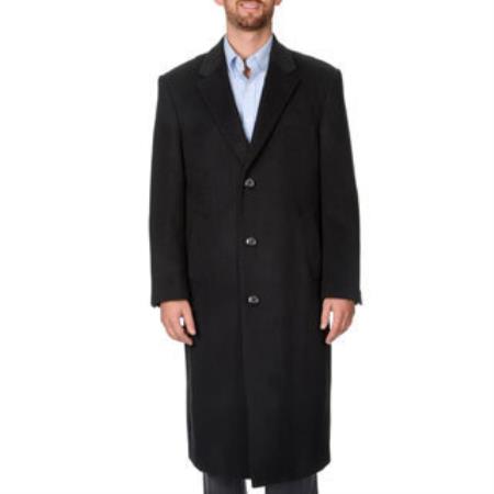 Mensusa Products Men's 'Harvard' Black Herringbone Full-Length Coat