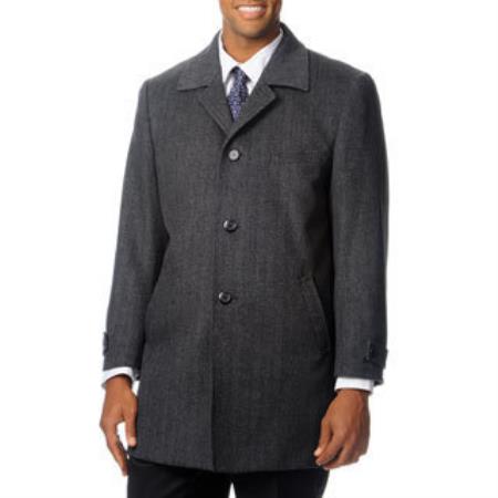 Mensusa Products Men's 'Rodeo' Grey Herringbone Cashmere Blend Top Coat