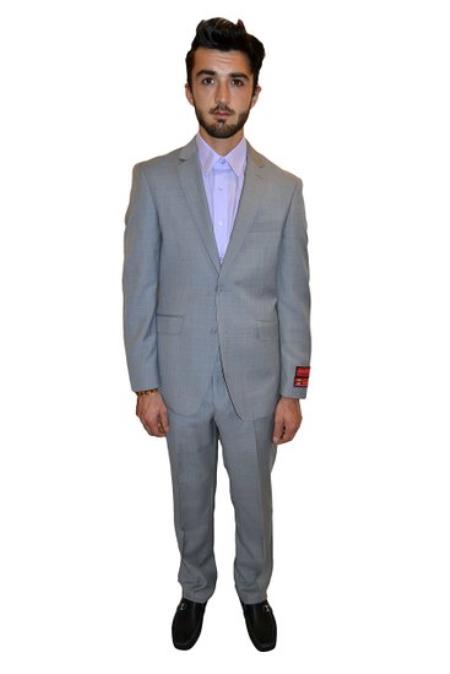 Mensusa Products Mantoni Two Piece Suit Slim Fit Solid Light Grey