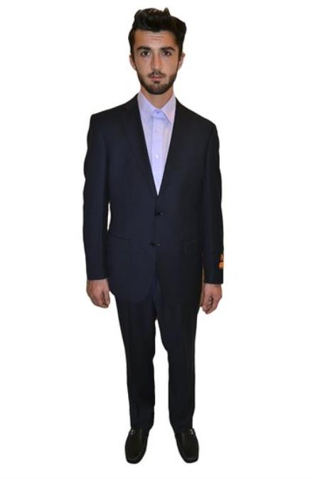 Mensusa Products Mens Two Piece Suit Modern Fit Solid Navy