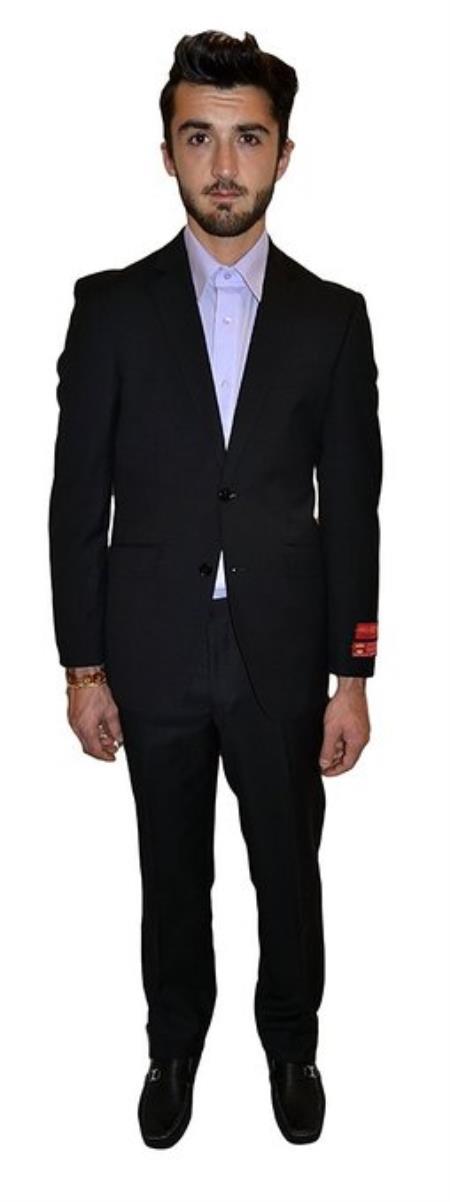 Mensusa Products Mantoni Two Piece Slim Fit Suit Solid Black