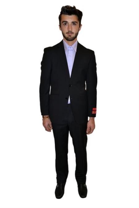 Mensusa Products Mantoni Two Piece Suit Modern Fit Solid Black