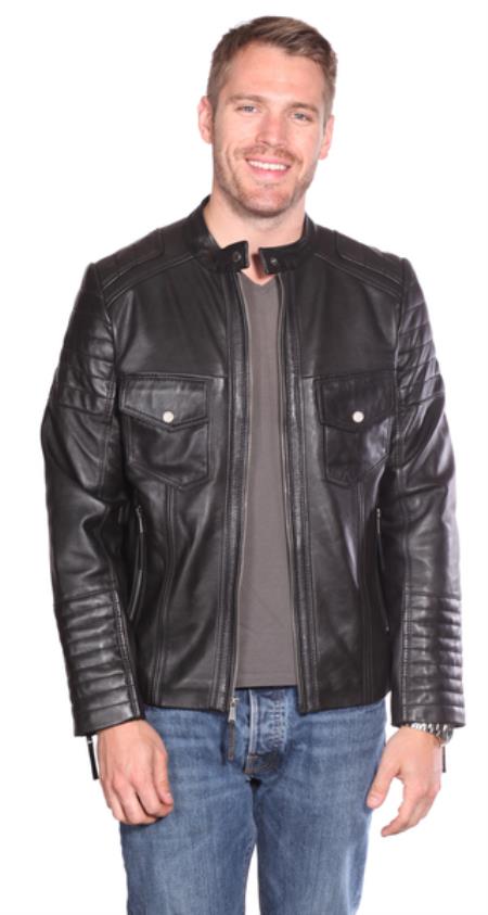Mensusa Products Flynn Leather Quilted Jacket Black