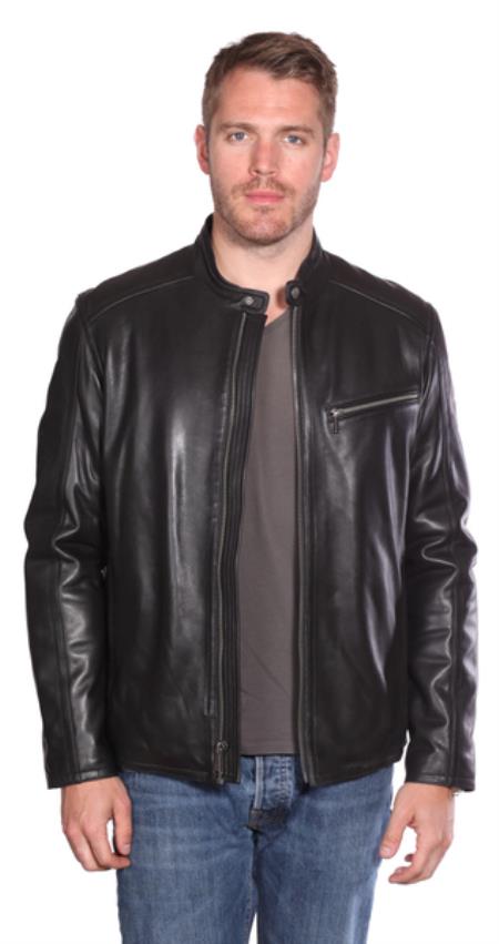 Mensusa Products Stanton Leather Moto Jacket Black