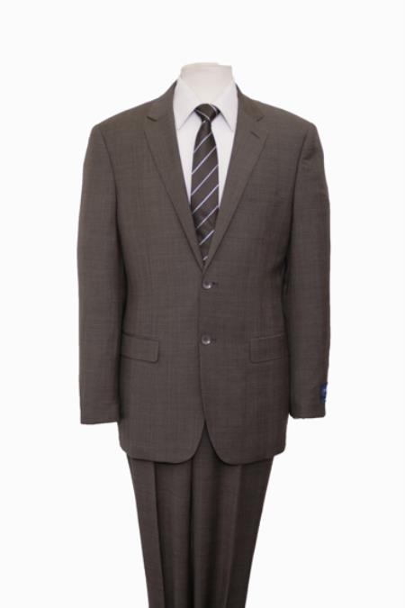 Mensusa Products Men's Two Piece 100% Wool Executive Suit - Dark Taupe