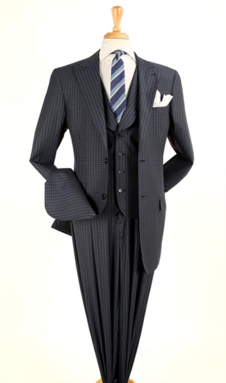 Mensusa Products Men's Three Piece Fashion Suit - Small Checker Plaid Brown Checker,Grey Checker