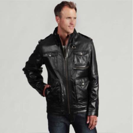 Mensusa Products Men's Black Buffalo Leather Jacket