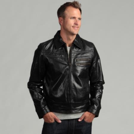 Mensusa Products Men's Distressed Black Buffalo Leather Jacket