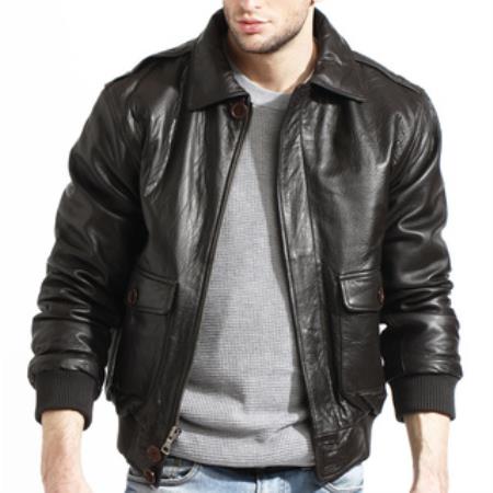 Mensusa Products Men's Brown Lambskin Leather Bomber Jacket
