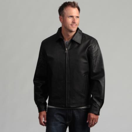Mensusa Products Men's Pig Napa Leather Jacket Black